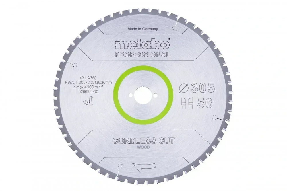 Пильный диск Metabo по дереву Cordless cut PROFESSIONAL 305x30x2.2, 56 зубов Jet