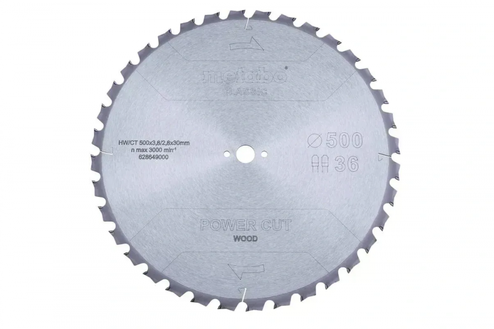 Пильный диск Metabo CLASSIC по дереву 500x30x3.8, 36 зубов Jet